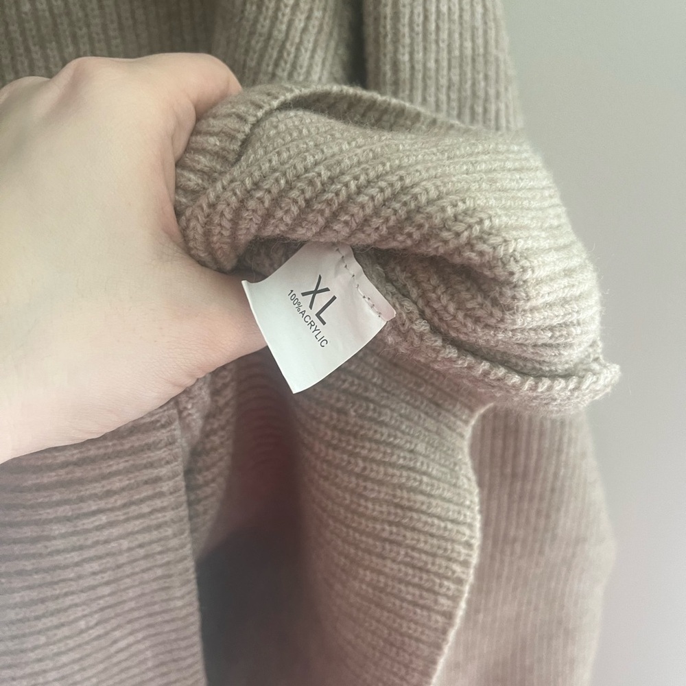Beige Ribbed Collared Women's Sweater - Picture 4 of 4